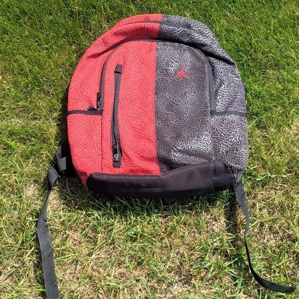 Jordan Elephant Print Backpack Red Black Gray Jumpman Streetwear School Bag